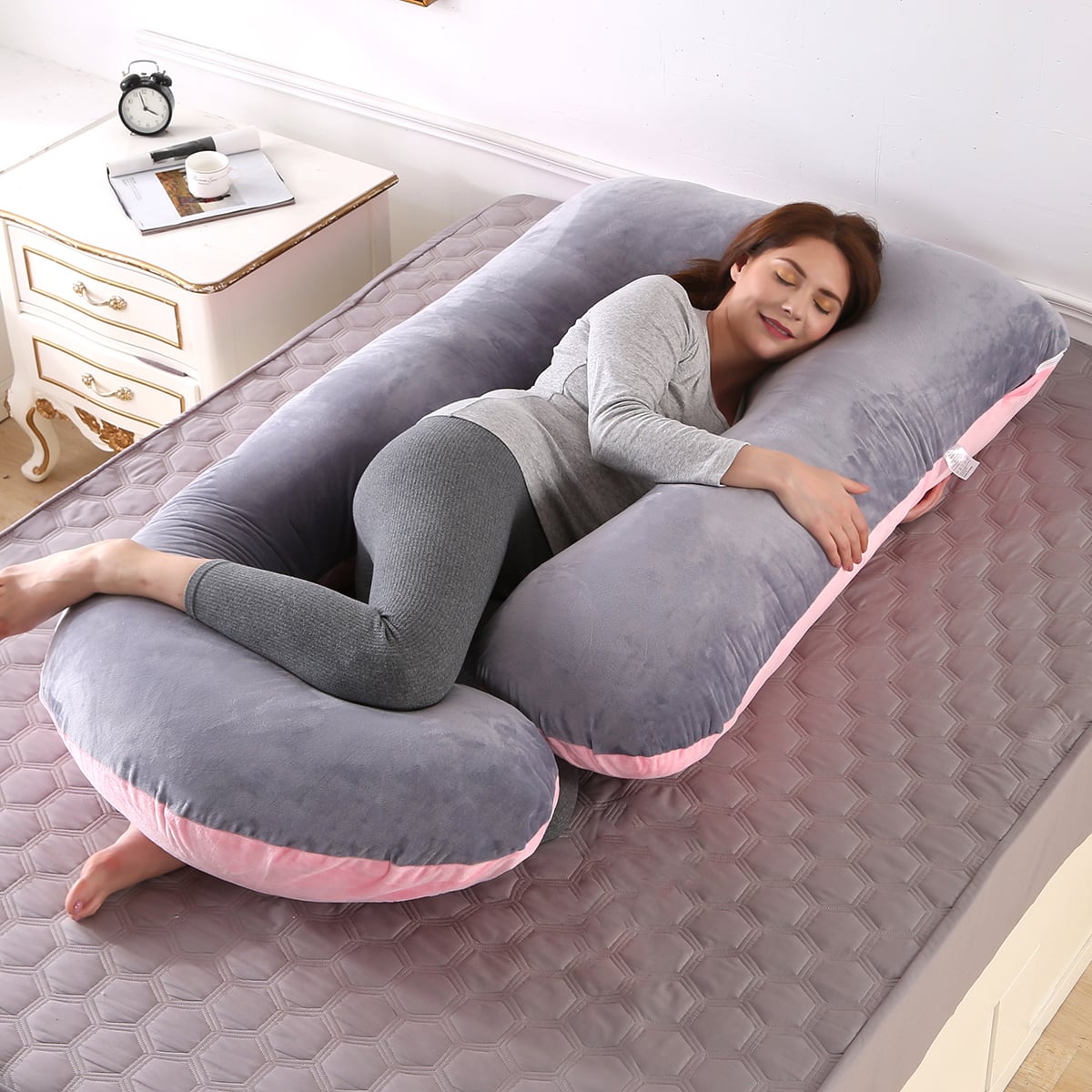 Picture of Soft And Comfortable Full Body Support Pregnancy Pillow For Women-Multicolor