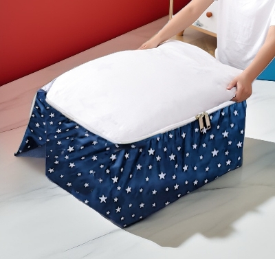 Picture of Clothing Bag for Home, Blanket Cover, Portable Wardrobe Clothing Bag Organizer, Large Cloth Bag-Blue