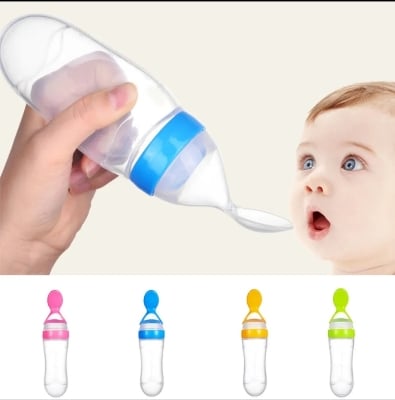 Picture of Baby soft Silicone spoon feeder Bottle-90ml-Pink