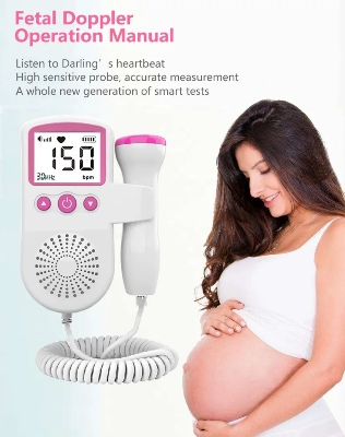 Picture of Doppler Fetal Rate Monitor Baby Fetal Sound Heart Detector LCD Display with ECG Gel-Pink