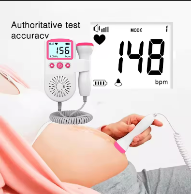 Picture of Fetal doppler Rate Monitor Baby Fetal Sound Heart Detector LCD Display with gel-Pink