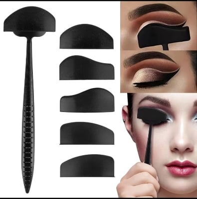 Picture of 6 In 1 Siliconen Glamup Gemakkelijk Kreukt Lijn Kit Oogschaduw Borstel Make Up Eye Applicator eyeliner Stencil-Black