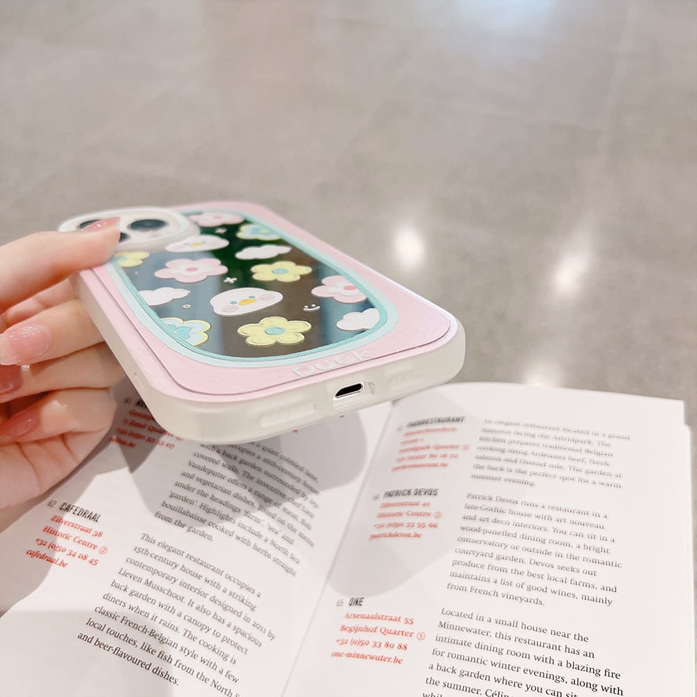 Picture of 1 Pc Mirror Style Case Cute Flower Soft Silicone Cover for Apple Mobile Phone Protective Case
