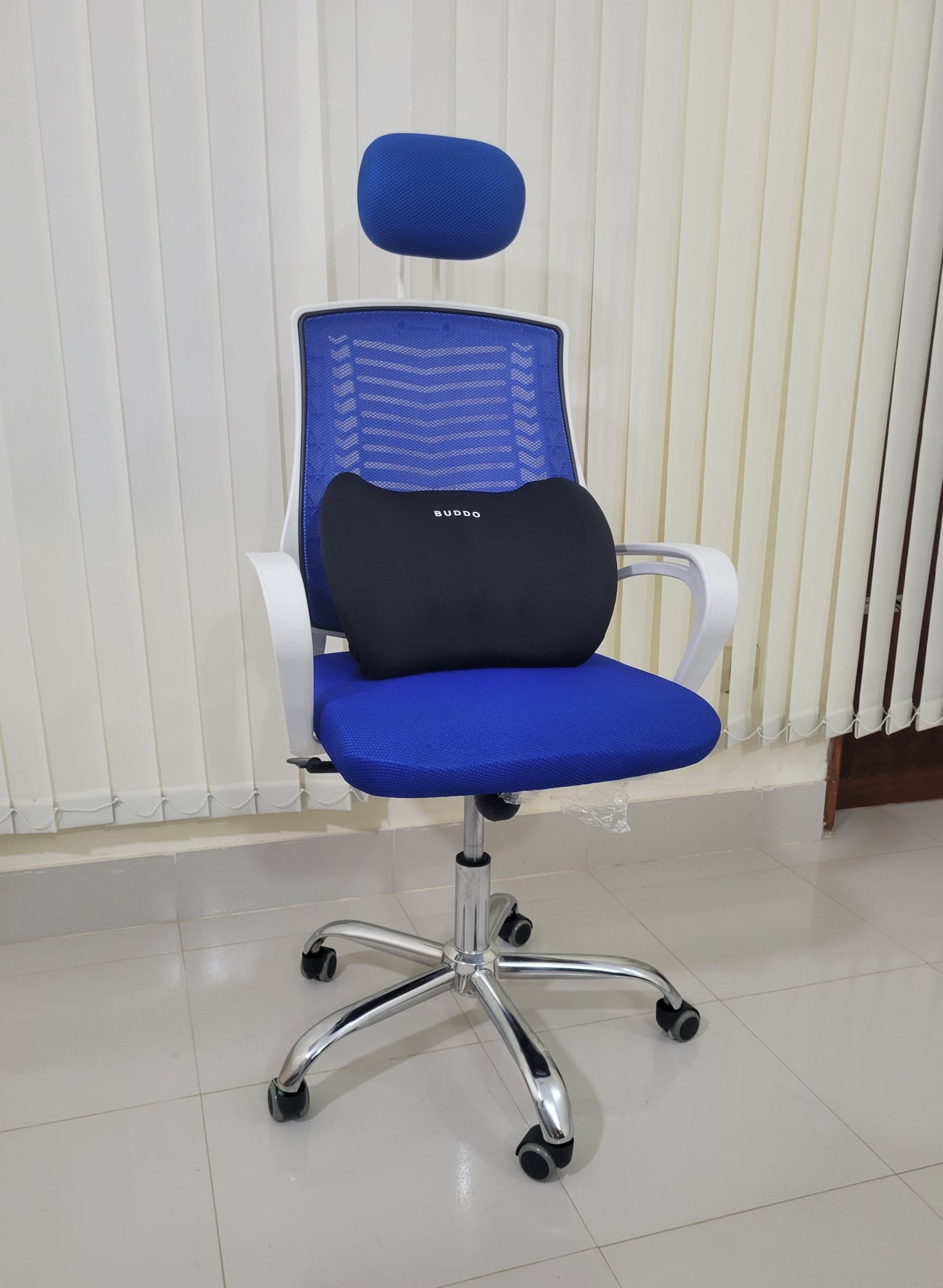 Picture of Lumbar Support Pillow for Office Chair Car Seat ,Charcoal Memory Foam Adjustable With Straps-Black