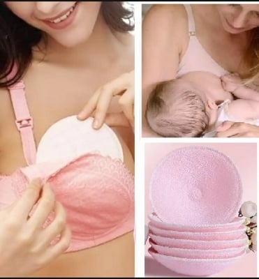 Picture of 2 Pcs Washable Breatthable Absorbency Breastt Pads Anti-overflow Maternity Nursing Pad-Pink