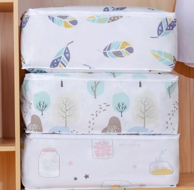 Picture of Quilt Closet Sweater Organizer Box Home Storage Bags-White