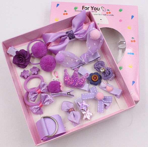 Picture of 18 Pcs/Box Children Hair Clip Accessories Set Cartoon Cute Fabric- One size