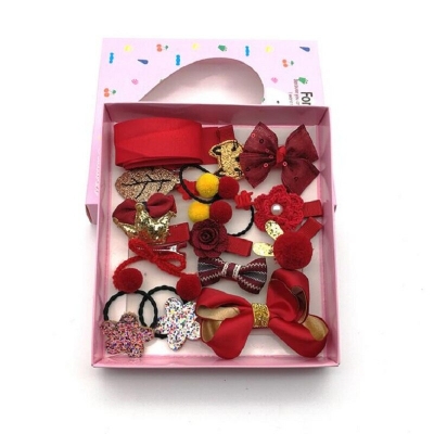 Picture of 18 Pcs/Box Children Hair Clip Accessories Set Cartoon Cute Fabric- One size
