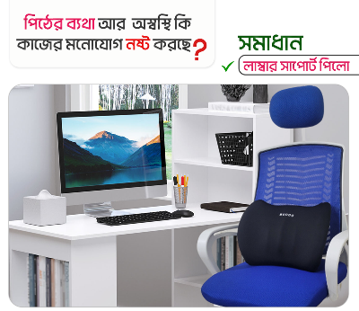 Picture of মেমরি ফোম যুক্ত চেয়ার বা কার সিটের জন্য লাম্বার সাপোর্ট  বালিশ।-Black