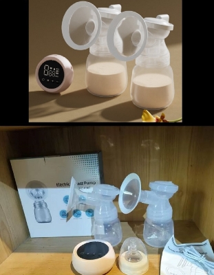 Picture of Rechargeable Safe 2 Pcs electric baby breastfeeding milk breast pump