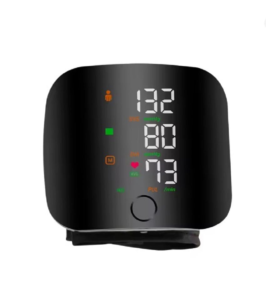 Picture of Medical Health Household Portable BP Machine Meter Smart Sphygmomanometer Wrist Type One-Touch Digital Blood Pressure monitor-Black