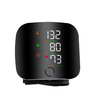Picture of Medical Health Household Portable BP Machine Meter Smart Sphygmomanometer Wrist Type One-Touch Digital Blood Pressure monitor-Black