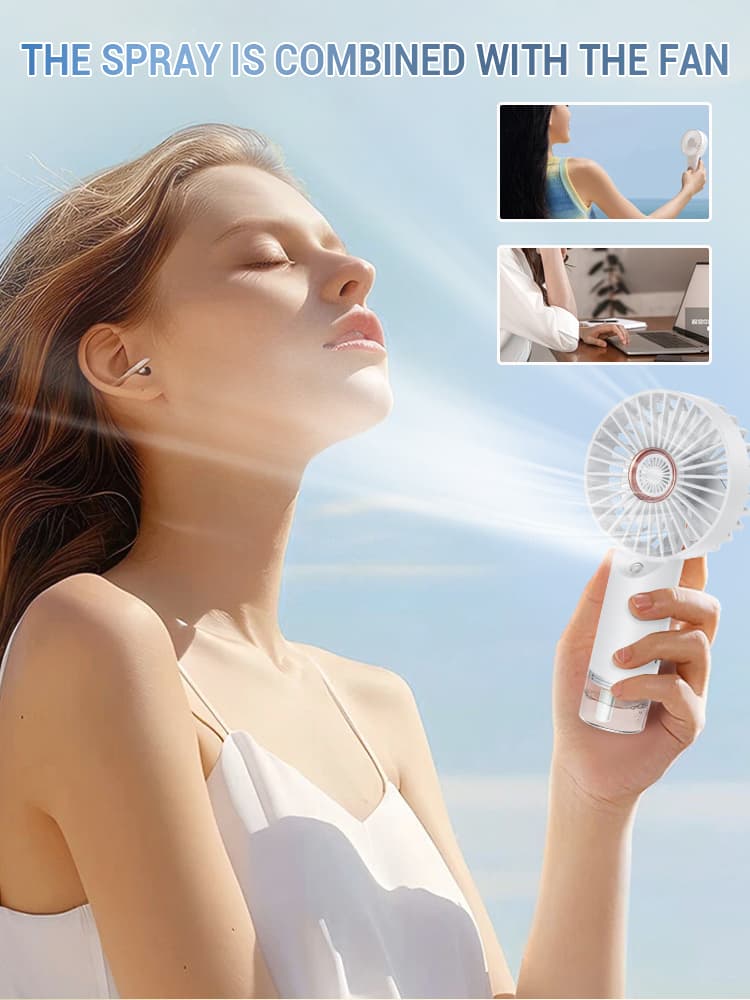 Picture of Water Steam Hand Held Pocket-Sized USB Rechargeable Desk and Portable FAN Hand fan