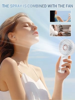 Picture of Water Steam Hand Held Pocket-Sized USB Rechargeable Desk and Portable FAN Hand fan