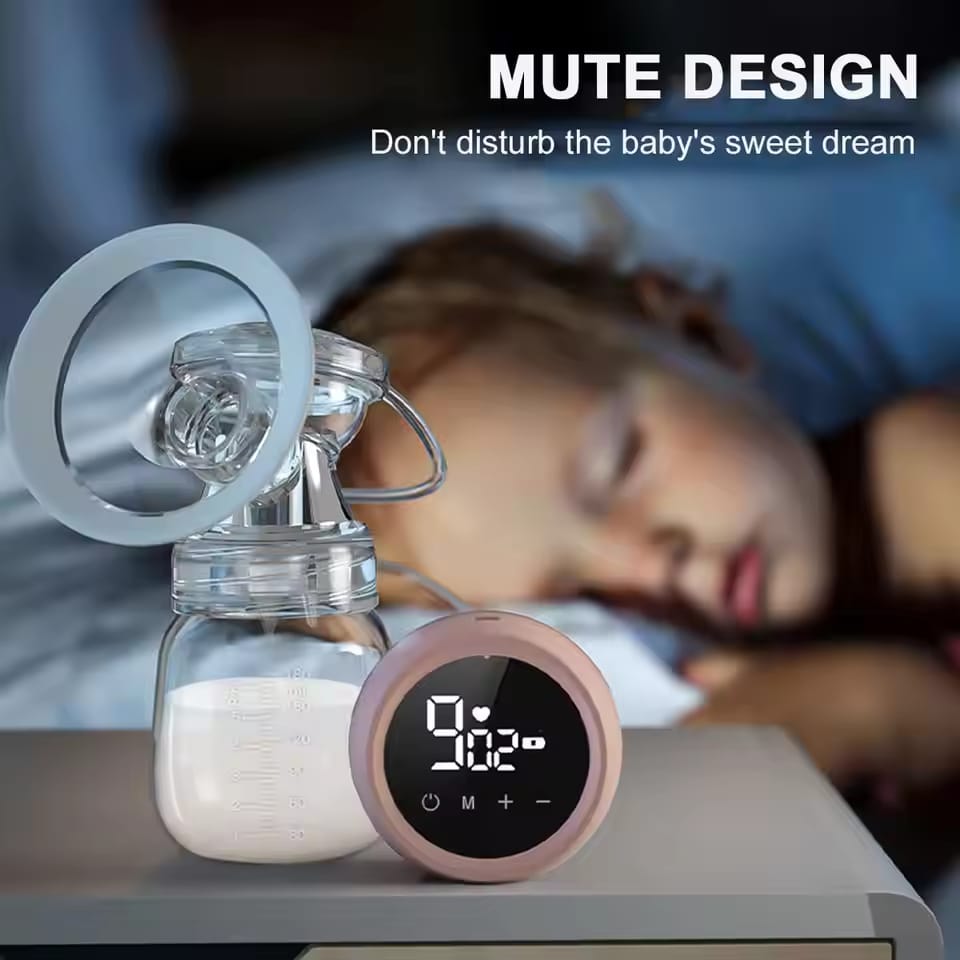Picture of 2 PCs Rechargeable Hands-Free Breast Pump – Double Electric Pump with 180ml Milk Bottle & Ultra-Quiet Motor-Pink