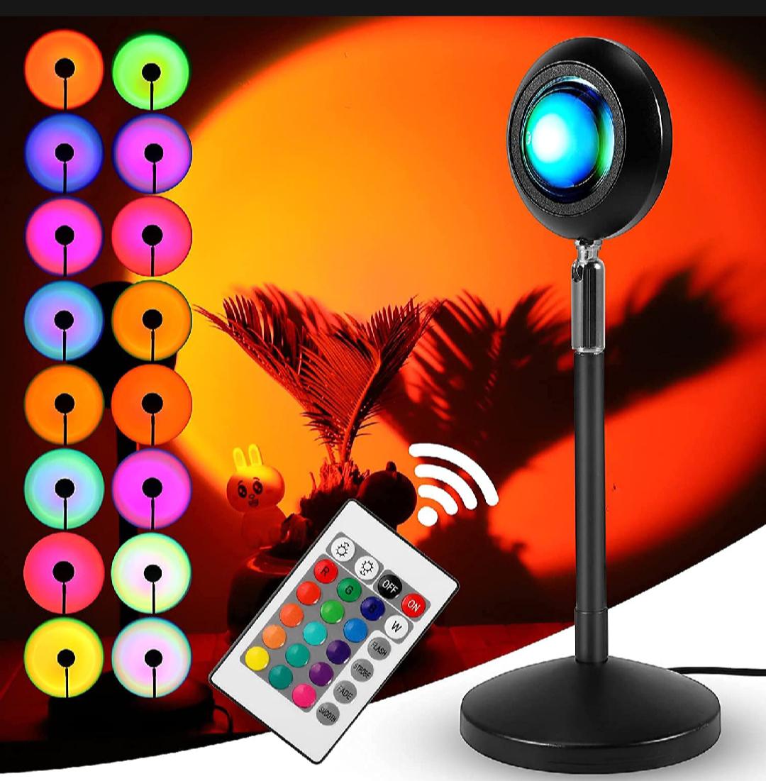 Picture of Sunset Lamp Projection Sunset Light, 16 Color Chaning Lights for Bedroom Night Light App Control Music Sync RGB Lamp LED Lights for Living Room Home Decor Rainbow Lamp-Multicolor