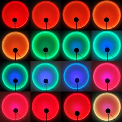 Picture of Sunset Lamp Projection Sunset Light, 16 Color Chaning Lights for Bedroom Night Light App Control Music Sync RGB Lamp LED Lights for Living Room Home Decor Rainbow Lamp-Multicolor