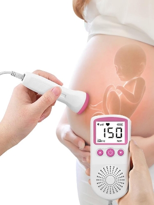 Picture of Ultrasonic Fetal Doppler, Portable Heartbeat Detector For Pregnant Women Heart Detector LCD Display with Gel-Pink