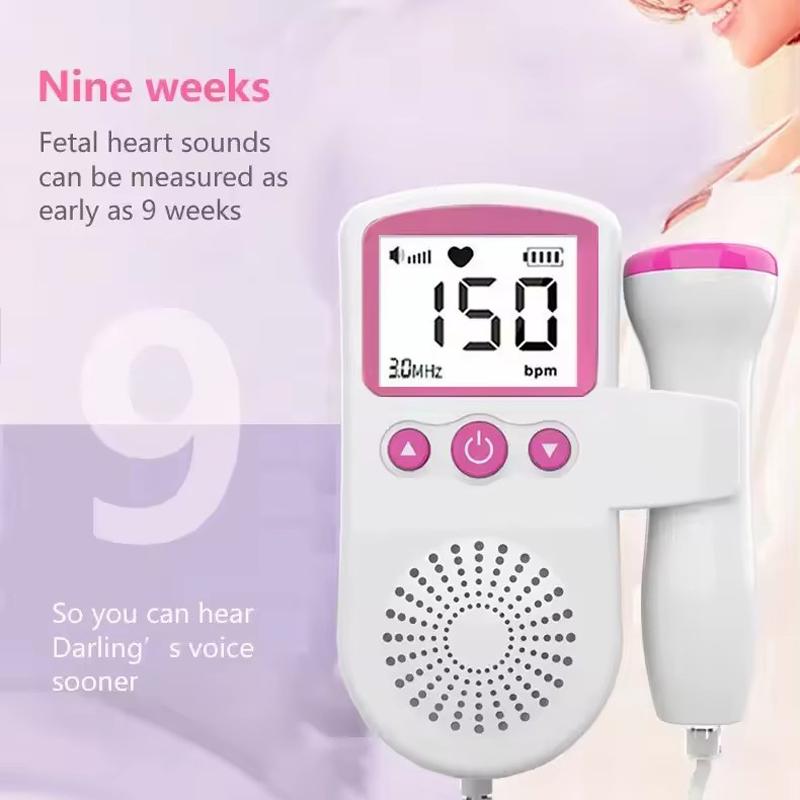 Picture of Ultrasonic Fetal Doppler, Portable Heartbeat Detector For Pregnant Women Heart Detector LCD Display with Gel-Pink