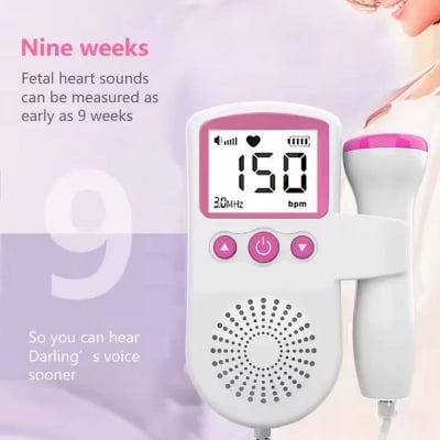 Picture of Ultrasonic Fetal Doppler, Portable Heartbeat Detector For Pregnant Women Heart Detector LCD Display with Gel-Pink