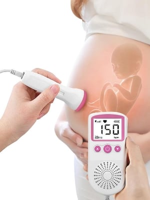 Picture of Fetal Doppler Baby Heartbeat Monitor For Pregnant Women With Gel-Pink
