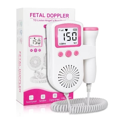 Picture of Fetal Doppler Baby Heartbeat Monitor For Pregnant Women With Gel-Pink