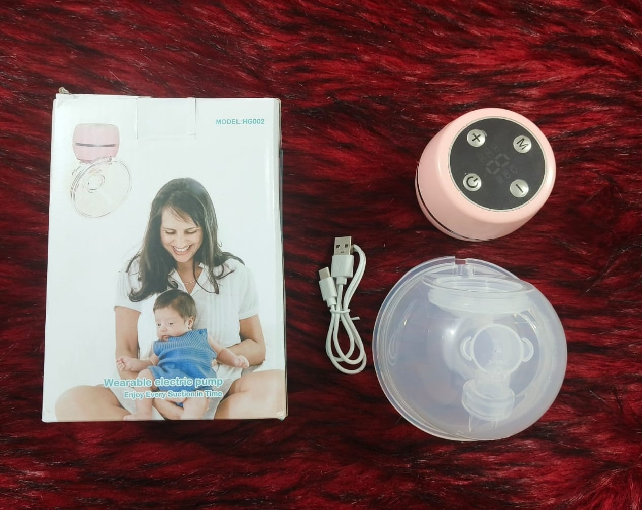 Picture of Rechargeable Electric Breast Pump with 180 Ml LED Portable Hands Free Breast Pump Ultra-Quiet Breast Milk Pump for Baby Feeding-Pink