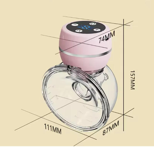 Picture of Rechargeable Electric Breast Pump with 180 Ml LED Portable Hands Free Breast Pump Ultra-Quiet Breast Milk Pump for Baby Feeding-Pink