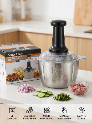 Picture of Manual Stainless Steel Multifunctional 2L Hand Push Chopper