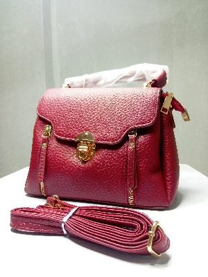 Picture of Stylish Red Ladies Bag | Artificial Leather Fashion Handbag for Women & Girls in Bangladesh | Metal Lock & Zipper Design | Party, Office & Daily Use Ladies Bag | Premium Quality China Brand