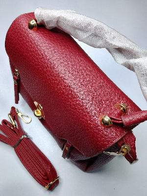 Picture of Stylish Red Ladies Bag | Artificial Leather Fashion Handbag for Women & Girls in Bangladesh | Metal Lock & Zipper Design | Party, Office & Daily Use Ladies Bag | Premium Quality China Brand