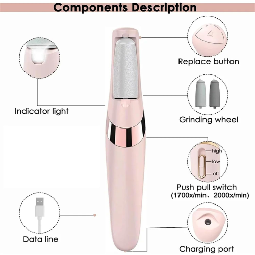 Picture of Electric tools file and healing tissue remover electric foot grinder pink - Foot Relief Accessories & Tools - nrmart - Multicolor