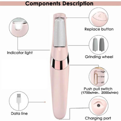Picture of Electric tools file and healing tissue remover electric foot grinder pink - Foot Relief Accessories & Tools - nrmart - Multicolor