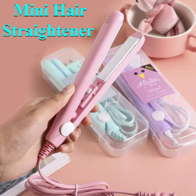 Picture of Portable 2 in 1 Mini Electric Hair Straightener & Curler- Flat Irons Curling Ceramic Salon (Yellow,Pink,Blue) - Curling Irons & Wands - NR Mart-2024