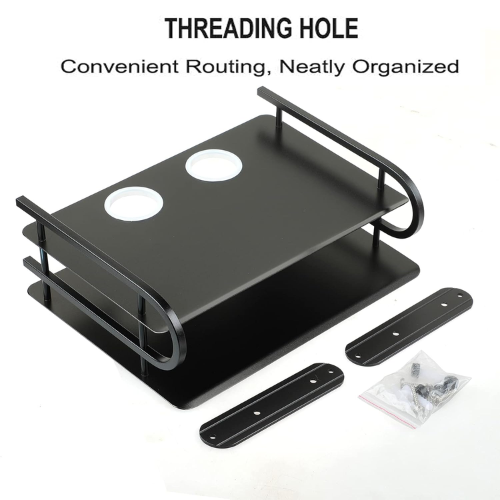 Picture of Black Metal Wireless Wifi Router Storage Box / TV Set Box Shelf Wall Hanging Plug Board Bracket Cable Storage Organizer - Space Savers - NR Mart-2024 - Multicolor