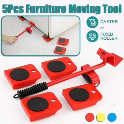 Picture of 5PCS Furniture Mover Tool Transport Lifter Heavy Stuffs Moving 4 Wheeled Roller with 1 Wheel Bar Set Professional Device -  Hand Trucks & Dollies - NR Mart-2024 - Multicolor