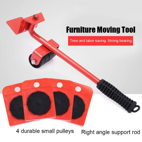 Picture of 5PCS Furniture Mover Tool Transport Lifter Heavy Stuffs Moving 4 Wheeled Roller with 1 Wheel Bar Set Professional Device -  Hand Trucks & Dollies - NR Mart-2024 - Multicolor