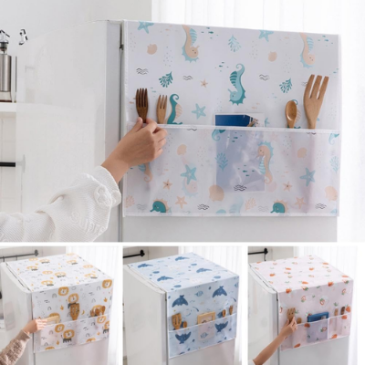 Picture of Refrigerator Dust Cover With Storage Bag Washable Printing Multi-Purpose Household Washing Machine Cabinet Dust Protection Cover-Refrigerator Parts & Accessories- NR Mart-2024 - Multicolor
