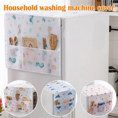 Picture of Refrigerator Dust Cover With Storage Bag Washable Printing Multi-Purpose Household Washing Machine Cabinet Dust Protection Cover-Refrigerator Parts & Accessories- NR Mart-2024 - Multicolor