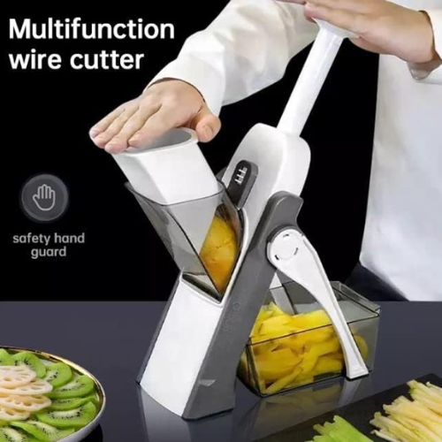 Picture of Vegeta Bell Cutter Chopper Dicker Peeler Sly Mandoline Manual Slick's foo d Chopper Grinder Kitchen Tools Accessories Stainless Steel Rust-Free Blades with Thickness Adjuster - Multicolor