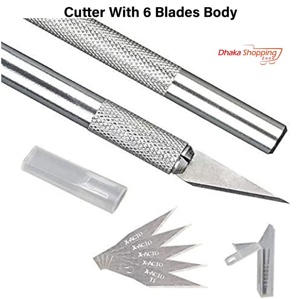 Picture of Cutter With 6 Blades Body (Aluminium Body)-Anti cutter- Scissors & Cutters-Nr mart - Multicolor