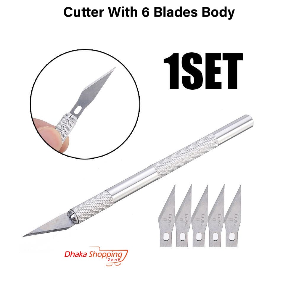 Picture of Cutter With 6 Blades Body (Aluminium Body)-Anti cutter- Scissors & Cutters-Nr mart - Multicolor