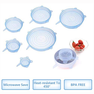 Picture of 6 Pcs/Set Reusable Food Silicone Cover Stretch Lids Cap for Cookware Pot Cover Kitchen Accessories-Food Storage & Dispensers-Nr mart - Multicolor
