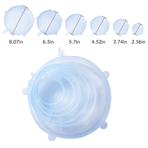 Picture of 6 Pcs/Set Reusable Food Silicone Cover Stretch Lids Cap for Cookware Pot Cover Kitchen Accessories-Food Storage & Dispensers-Nr mart - Multicolor