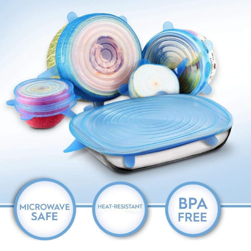 Picture of 6 Pcs/Set Reusable Food Silicone Cover Stretch Lids Cap for Cookware Pot Cover Kitchen Accessories-Food Storage & Dispensers-Nr mart - Multicolor