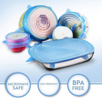 Picture of 6 Pcs/Set Reusable Food Silicone Cover Stretch Lids Cap for Cookware Pot Cover Kitchen Accessories-Food Storage & Dispensers-Nr mart - Multicolor