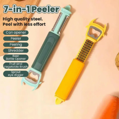 Picture of 7 in 1 Multi-function Peeler Slicer Vegetable Fruit Potato Cucumber Grater Peeler Portable Bottle Opener Kitchen Accessories - Graters, Peelers & Slicers-Graters, Peelers & Slicers-Nr mart - Multicolor