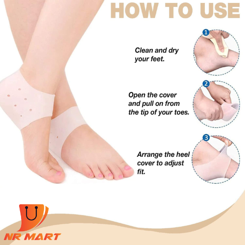 Picture of Silicone Gel Heel Protector-Plantar Fasciitis Soft Socks for Hard, Cracked, Dry Skin-One Pair- Injury Support and Braces-Nr mart - Multicolor