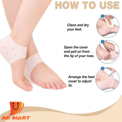 Picture of Silicone Gel Heel Protector-Plantar Fasciitis Soft Socks for Hard, Cracked, Dry Skin-One Pair- Injury Support and Braces-Nr mart - Multicolor