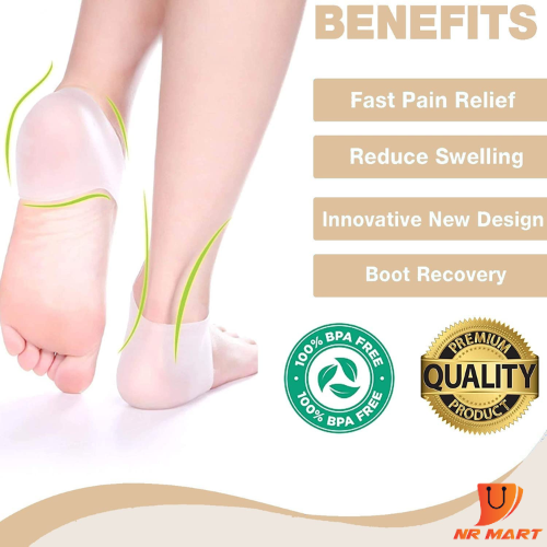 Picture of Silicone Gel Heel Protector-Plantar Fasciitis Soft Socks for Hard, Cracked, Dry Skin-One Pair- Injury Support and Braces-Nr mart - Multicolor